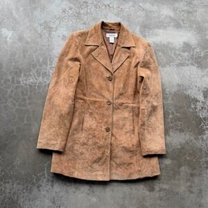 Vintage 90's Designer Alfani Tan Suede Soft leather jacket